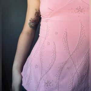 SOLD : Vintage Y2K Pink Beaded Top